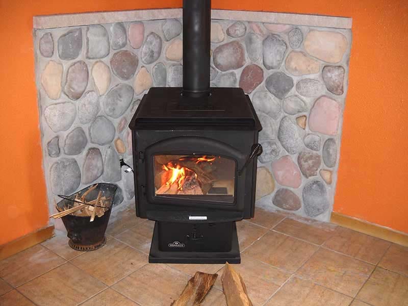 Wood Stove Installation Manufactured Stone Protective Wall